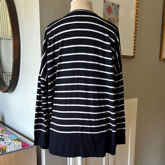 H&M White and Blue Drape Neck Sweater with Nautical Stripes Sz XS - Picture 3 of 7